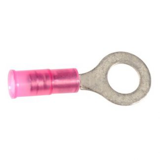 NYLON INSULATED RING TERMINAL 22-18 GA 1/4 STUD RED